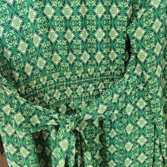 NWT Max Studio Green Geometric Print Women's MIDI Dress Size 2X Boho Chic - Picture 9 of 13